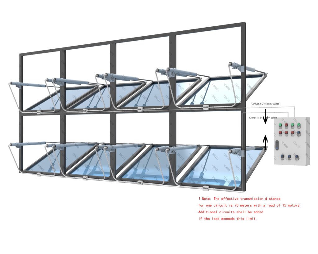Electric screw-driven AOV window actuator for smoke ventilation